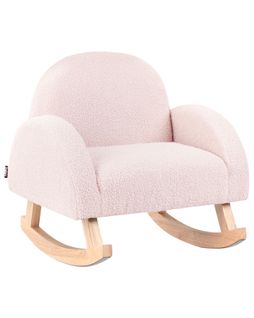 Chaise à Bascule Pour Enfants Hug Bouclé Rose Pastel