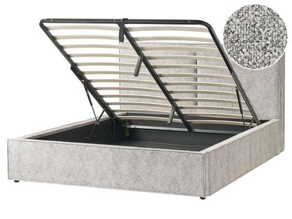 Lit Ottoman Velours Tricoté Moissac 160 X 200 Cm Noir/blanc