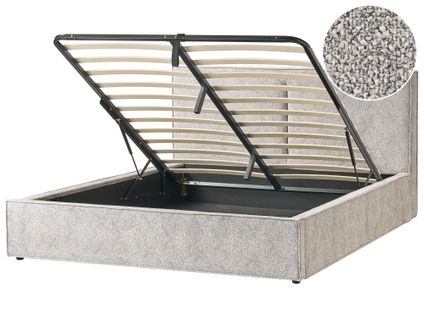 Lit Ottoman Velours Tricoté Moissac 180 X 200 Cm Noir/blanc