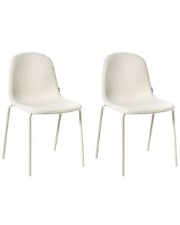 Lot De 2 Chaises De Conférence Loma Bouclé Blanc Cassé