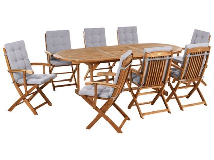 Salle à Manger De Jardin 8 Places Maui Premium Acacia Mélange De Gris