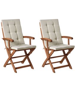 Lot De 2 Chaises De Jardin Avec Coussins Maui Premium Acacia Taupe