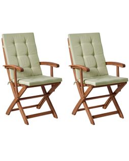 Lot De 2 Chaises De Jardin Avec Coussins Maui Premium Acacia Vert Clair