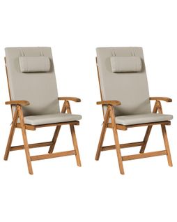 Lot De 2 Chaises De Jardin Avec Coussins Java Premium Acacia Taupe