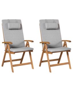 Lot De 2 Chaises De Jardin Avec Coussins Java Premium Acacia Mélange De Gris
