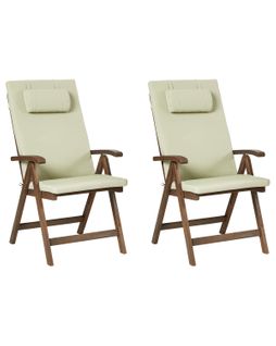 Lot De 2 Chaises De Jardin Avec Coussins Amantea Premium Acacia Vert