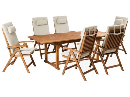 Salle à Manger De Jardin 6 Places Java Premium Acacia Taupe