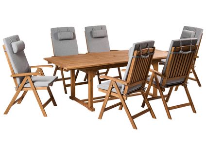 Salle à Manger De Jardin 6 Places Java Premium Acacia Mélange De Gris