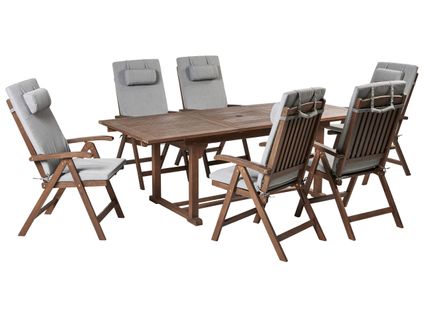 Salle à Manger De Jardin 6 Places Amantea Premium Acacia Mélange De Gris