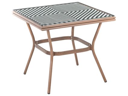 Table Bistrot Caspri 80 Cm 80 Cm Verre Noir/blanc