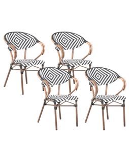 Lot De 4 Chaises De Jardin Caspri Noir/blanc