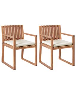Lot De 2 Chaises De Jardin Avec Coussins Sassari Premium Bois D'acacia Certifié Taupe