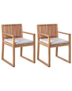 Lot De 2 Chaises De Jardin Avec Coussins Sassari Premium Bois D'acacia Certifié Gris Clair