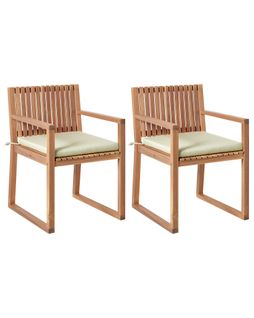 Lot De 2 Chaises De Jardin Avec Coussins Sassari Premium Bois D'acacia Certifié Vert Clair