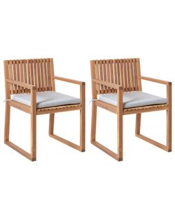 Lot De 2 Chaises De Jardin Avec Coussins Sassari Premium Bois D'acacia Certifié Mélange De Gris