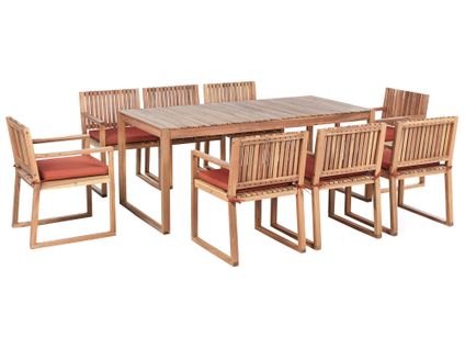Salle à Manger De Jardin 8 Places Sassari Premium Avec Coussins Bois D\'acacia Certifié Rouge