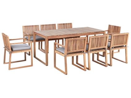 Salle à Manger De Jardin 8 Places Sassari Premium Avec Coussins Bois D'acacia Certifié Gris