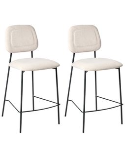 Lot De 2 Chaises De Bar Duette Velours Beige Clair