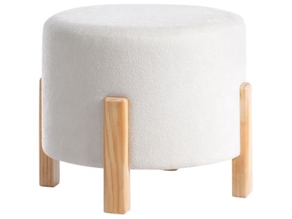 Pouf Terry Tissu Chenille Blanc Cassé