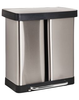 Poubelle à Double Pédale 60 L Ecosort Métal Argenté