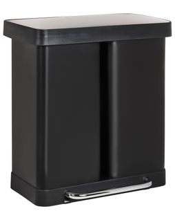 Poubelle à Double Pédale 60 L Ecosort Métal Noir