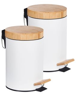 Lot De 2 Poubelles à Pédale 3 L Ecosmart Métal Blanc