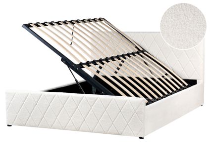 Lit Ottoman Bouclé Rochefort 160 X 200 Cm Blanc Cassé