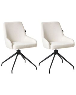Lot De 2 Chaises De Salle à Manger Jenner Tissu Blanc Cassé