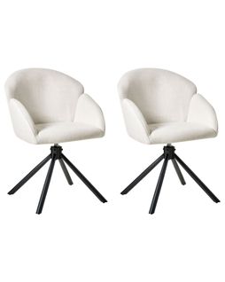 Lot De 2 Chaises De Salle à Manger Maybee Tissu Blanc Cassé