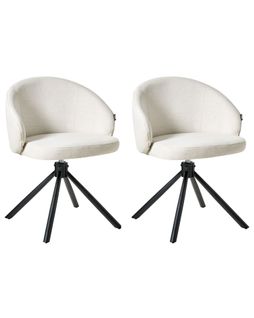 Lot De 2 Chaises De Salle à Manger Ovalo Tissu Blanc Cassé