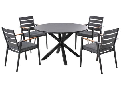 Salle à Manger De Jardin 4 Places Maletto/taviano Avec Coussins Métal Noir