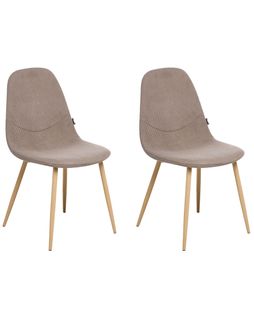 Lot De 2 Chaises De Salle à Manger Hilden Velours Côtelé Taupe