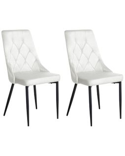 Lot De 2 Chaises De Salle à Manger Avenir Velours Blanc Cassé