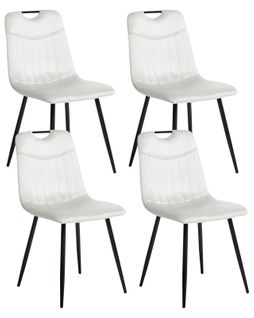 Lot De 4 Chaises De Salle à Manger Argyle Velours Blanc Cassé