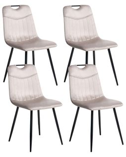 Lot De 4 Chaises De Salle à Manger Argyle Velours Taupe