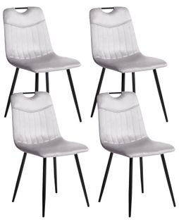 Lot De 4 Chaises De Salle à Manger Argyle Velours Gris Clair