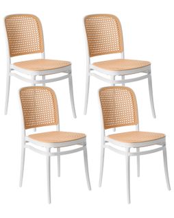 Lot De 4 Chaises De Jardin Plose Blanc/beige