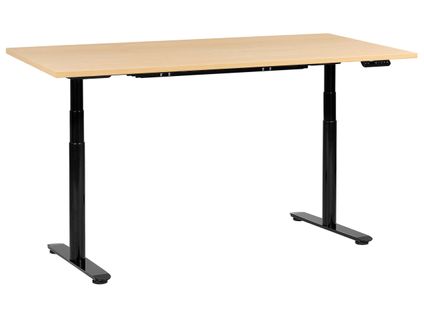 Bureau Réglable En Hauteur Électriquement Destinas Noir/marron Clair 180 Cm 72 Cm
