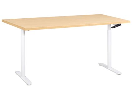 Bureau Réglable En Hauteur Manuellement Destinas Marron Clair/blanc 160 Cm 72 Cm