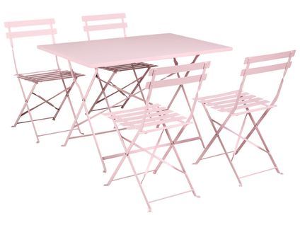 Salle à Manger De Jardin 4 Places Fiori Pliant Métal Rose Pastel