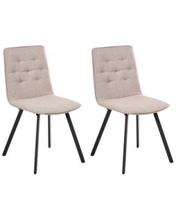 Lot De 2 Chaises De Salle à Manger Carver Tissu Marron Clair