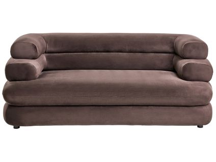 Canapé 2 Places Helle Velours Marron Foncé