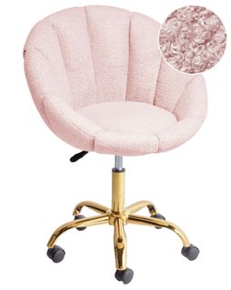 Chaise De Bureau Annabelle Bouclé Rose Pastel