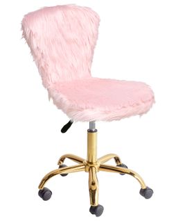 Chaise De Bureau Margate Fourrure Synthétique Rose Pastel