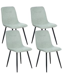 Lot De 4 Chaises De Salle à Manger Tuscola Tissu Vert Clair