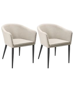 Lot De 2 Chaises De Jardin Tuluni Tissu Beige