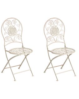 Lot De 2 Chaises De Jardin Yaviza Pliant Métal Beige Clair