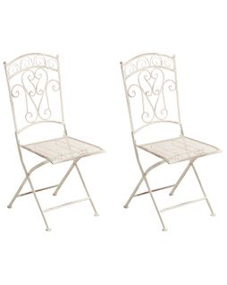 Lot De 2 Chaises De Jardin Juina Pliant Métal Beige Clair