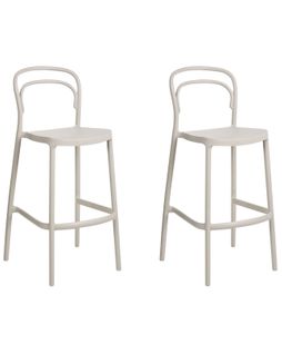 Lot De 2 Chaises De Bar De Jardin Porano Beige