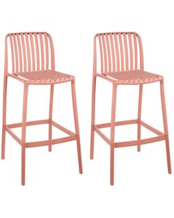 Lot De 2 Chaises De Bar Ariccia 2 En 1 Matière Synthétique Rouge Clair